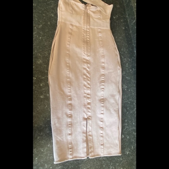 MISGUIDED premium Light Pink bandage one shoulder bodycon mini dress - Picture 6 of 10